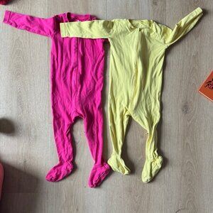 Primary Cotton 9-12 mo One Pieces in Vibrant Pink and Sunny Yellow